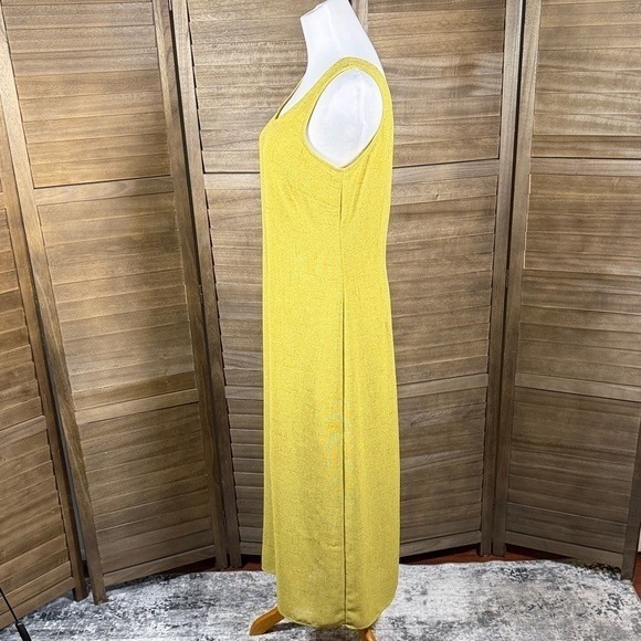 DR Women Chartreuse Yellow Textured Sleeveless Scoop Neck Maxi Dress Size 8 - Picture 4 of 8